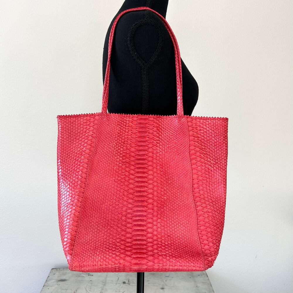 Carlos Falchi Python Leather Tote Bag Exotic Embo… - image 1